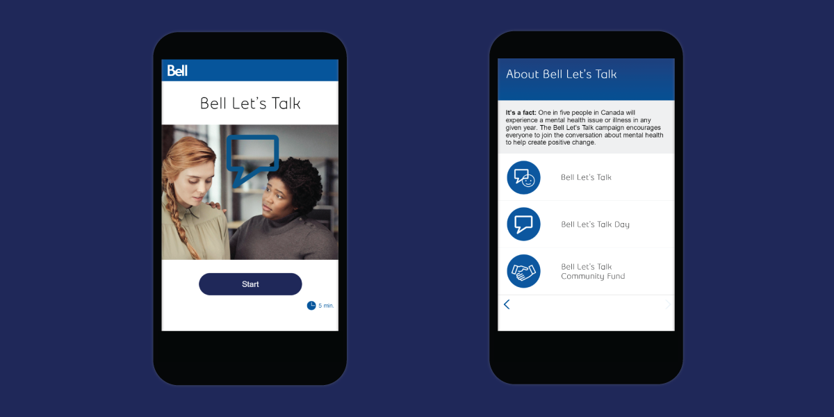 Bell Let's Talk day course, intro and menu slides