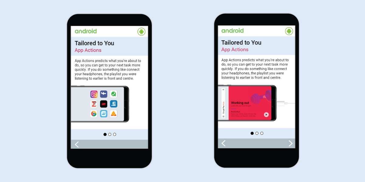 Why Android - Pie course, App actions slides