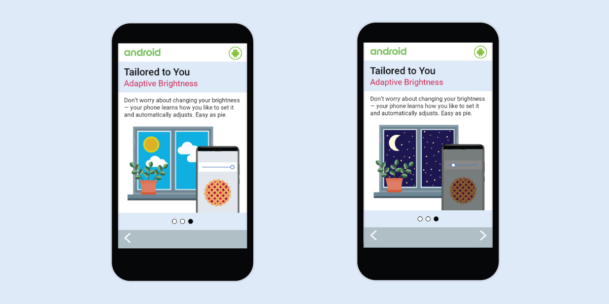 Why Android - Pie course, adaptive brightness slides