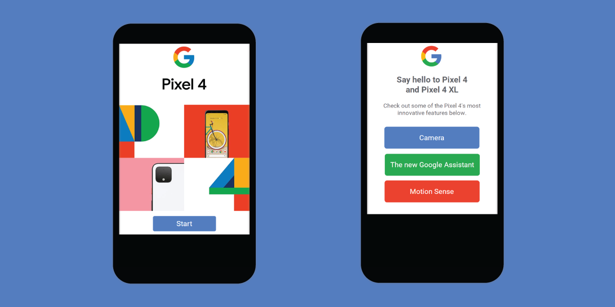 Google Pixel 4 course, intro and menu slides