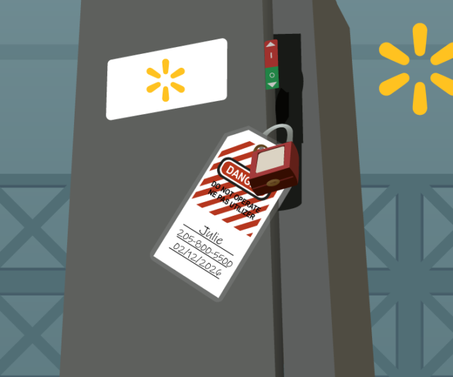 An electrical box with a do not operate lock and tag.